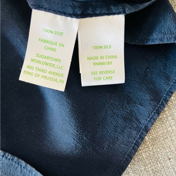 Lilly Pulitzer Candice Cold Shoulder Top 100% Silk True Navy, Sz Medium - Picture 5 of 9